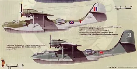 Consolidated "Catalina" Mk.IVA из состава 210-й эскадрильи королевских ВВС Великобритании и "Каталина" из состава 16-го дальне-разведывательного авиационного полка ВВС Тихоокеанского флота